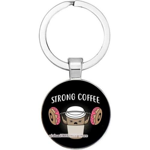 25mm Handmade Milk Coffee Mocha Cartoon Quotes Keychain, Crystal Pendant Keychain For Men And Women, High Quality Keychain, Holi