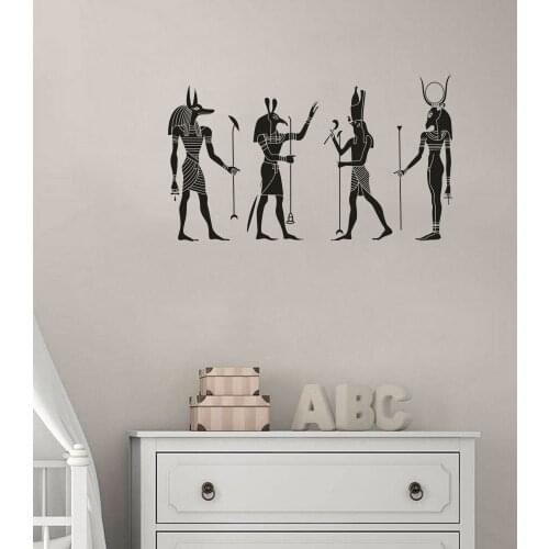 Egyptian Style Cultural Decor Ancient Egypt Gods Wall Sticker Egyptian Ornament Anubis Ra Seth Apis Wall Art Decals Vinyl ph615
