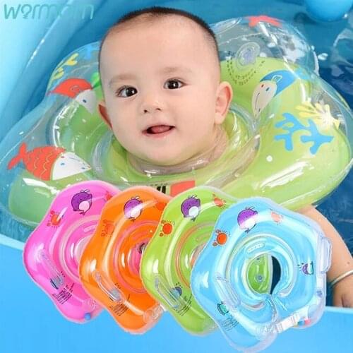 Warmom Swimming Baby Accessories Neck Ring Tube Safety Infant Float Circle for Bathing Inflatable Flamingo Inflatable Water Ring