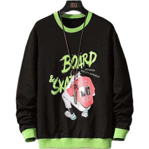 Mens Crewneck Sweatshirt Men Harajuku letter printing Sweatshirts Japanese Streetwear Hip Hop Black Hoodie Men Hoodies