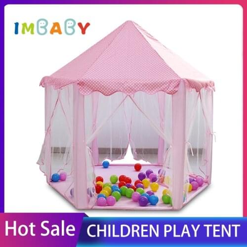 IMBABY Childrens Tent Toys for Girls Portable Prince Princess Tent Children Castle Kids Play House Star Lights Assembly Bauble