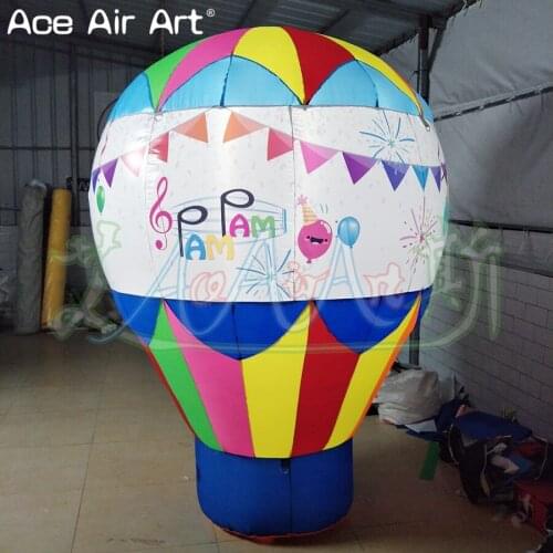 Custom logo prints lighting inflatable hot balloon, 2.5m H rooftop balloon with glowing lights inside for party decoraction