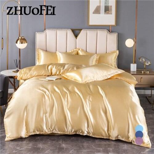 Summer Pure Color PLA Cool Fiber Duvet Cover Cool and Refreshing Nude Sleeping Gold Bedding Set 3/4 Piece Luxury Bed Set