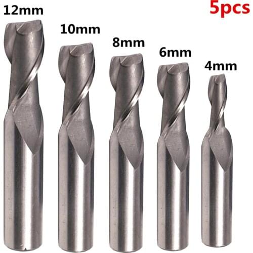 5pcs HSS 2 Flute Straight Shank End Mill Router Bit 4mm 6mm 8mm 10mm 12mm CNC Machines Cutter Tool Milling Cutter