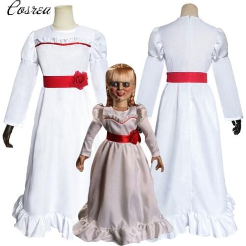 Annabelle Costume Girl Halloween Dress Doll Annabelle Cosplay for Women Kids Adult Costume Halloween Annabelle Hair