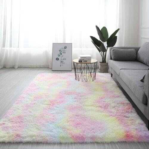 New Rainbow Colors Carpet Tie Dyeing Plush Soft Rug For Bedroom Living Room Anti-slip Floor Mat Kids Room Carpet carpet alfombra