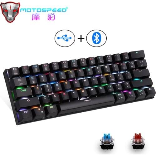 Motospeed CK62 Wired/Bluetooth Dual Mode Gaming Mechanical Keyboard 61 Key Laser RGB Mini Keyboards For PC Computer Laptop Gamer