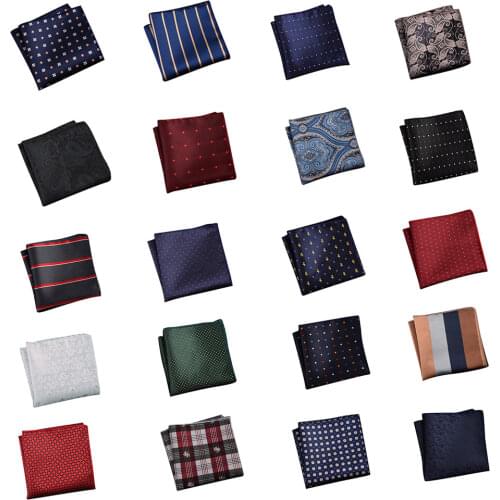 Mens Handkerchief Striped Floral Printed Hankies Polyester Business Pocket Square Chest Hanky H9