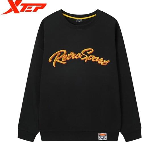 Xtep MenS Sweater 2020 Winter New Plus Velvet Warmth MenS Round Neck Letter Printing Sports Pullover 880429920129