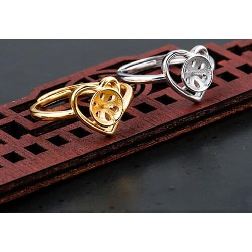 Ring Setting for 8mm-10mm Round Beads or Pearls Gold Plated 925 Silver Ring Blank Adjustable Ring Base JZ0092