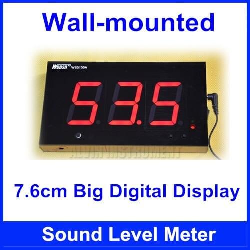 Free Shipping Wall-mounted Digital Sound Level Meter Wall mounted 7.6cm three digital display hanging noise meter