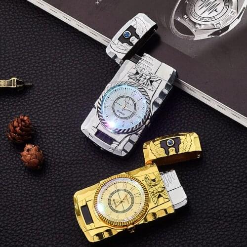 Unusual Gold Watch Jet Torch Lighter Turbo Inflated Butane Gas Lighter Windproof Cigar Cigarette Metal Lighter Gadgets For Men