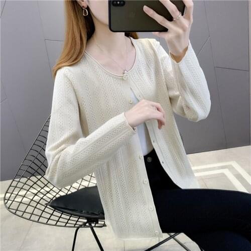 Room 207631, 1 ranked no. 1 】 make round collar button hollow out knitting cardigan [3032] 33