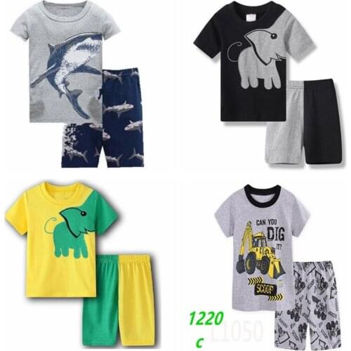 New Summer Children Cartoon Pyjamas Clothing Sets Boys Girls Short Sleeve T-Shirt+Shorts Suit Baby Kids Pajamas Set