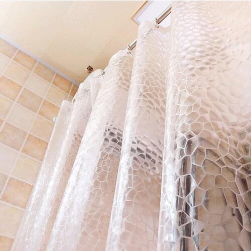 Plastic PVC 3d Waterproof Shower Curtain Transparent White Clear Bathroom Anti Mildew Translucent Bath Curtain