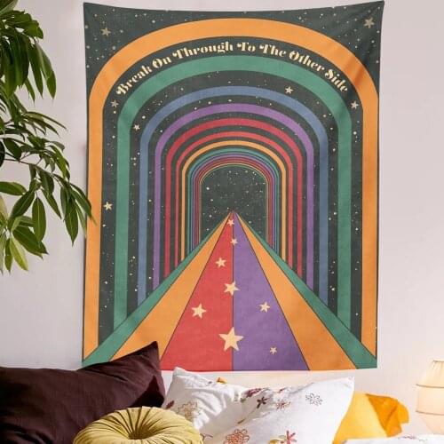 Rainbow Doors Tapestry Wall Hanging Bohemian Ouija Wall Art Decor Home Bedroom Art Carpet Retro Wall Hanging Decor Tapestries