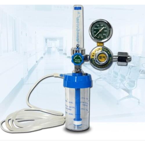 Oxygen Flow Meter Absorber Regulator with 205cm Tube, Buoy Type Oxygen O2 Pressure Reducing Valve Regulator G5/8 Inlet