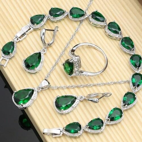 Luxury Women Wedding Jewelry Set Necklace Earrings Ring Bridal 925 Silver Jewelry Bracelet Anniversary Gift