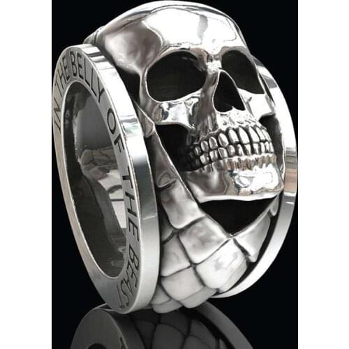 SECRET BOYS New-Gothic Mens Fashion 316L Stainless Steel Skull Ring Punk Engagement Jewelry Gift