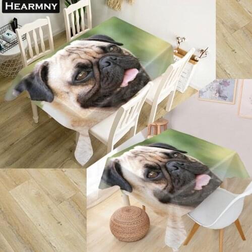 HEARMNY Pug Tablecloth 3D Oxford Fabric Square/Rectangular Dust-proof Table Cover For Party Home Decor TV Covers