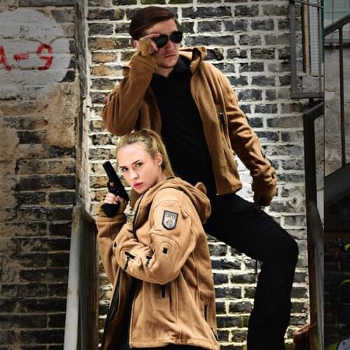 Tactical Hunting Clothes Sharkskin Softshell Fleece Thermal Jacket Outdoor Windproof Hiking Camping Climbing Sport Hooded Jacket