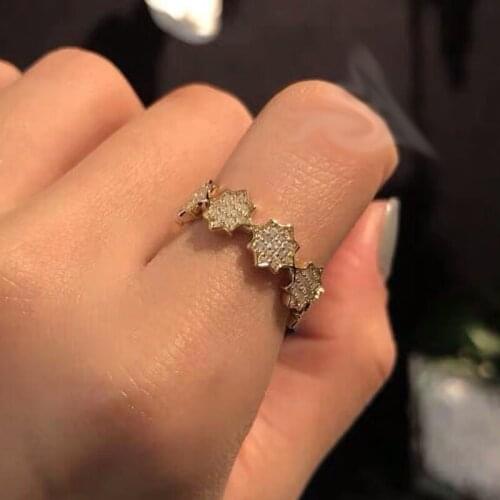 UMGODLY High Quality Copper Geometric Octagonal Flower Ring Micro Cubic Zirconia Stone Women Fashion Party Jewelry New Arrival