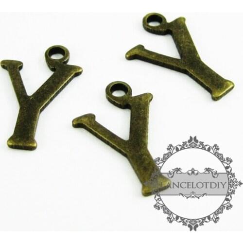 Y,Z 15x10mm vintage kawaii metal initial alphabet letter bronze brass pendant charm packs assortment 1810079