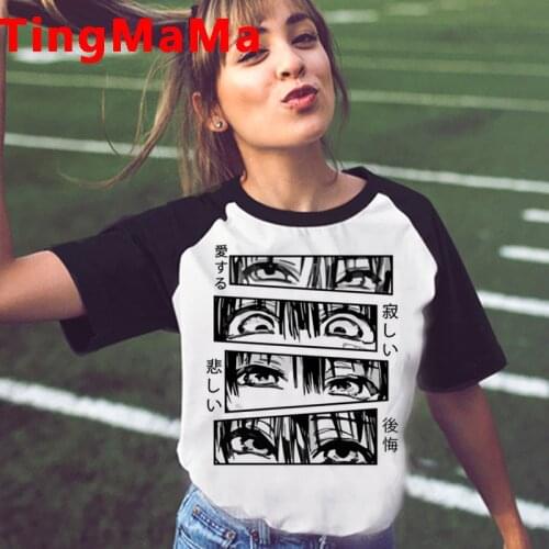 Japanese Anime Harajuku E-girls Punk women couple clothes white t shirt harajuku kawaii 2021 clothes summer top vintage