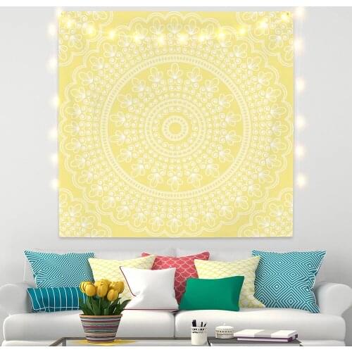 Yellow Mandala Bohemia Flower Tapestry for Natural Plant Livingroom Photography Wall Decor