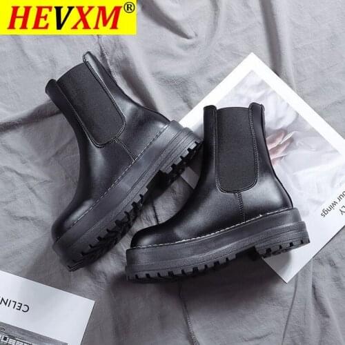 2020 Chunky Platform Sleeve Non-slip Boots Women Motorcycle Ankle Boots Female Punk Shoes Thick Sole Black Boots Womens Shoes