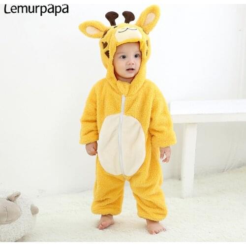 Winter Baby Romper Clothes 0-3Y Infant Cartoon Giraffe Animal Onesie Pyjamas Infant Soft Jumpsuit Twins Newborn Onesie Costume