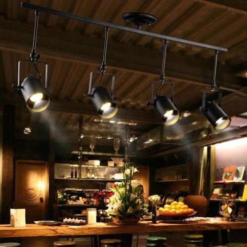 1/2/3/4 heads American track lights modern minimalist living room bar clothing store restaurant LED lights creative Retro lights