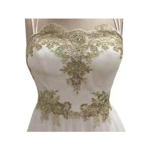 1Yard Gold Silver Cording Fabric Flower Venise Venice Mesh Lace Trim Applique Sewing Craft For Bride Wedding Dresses 20cm