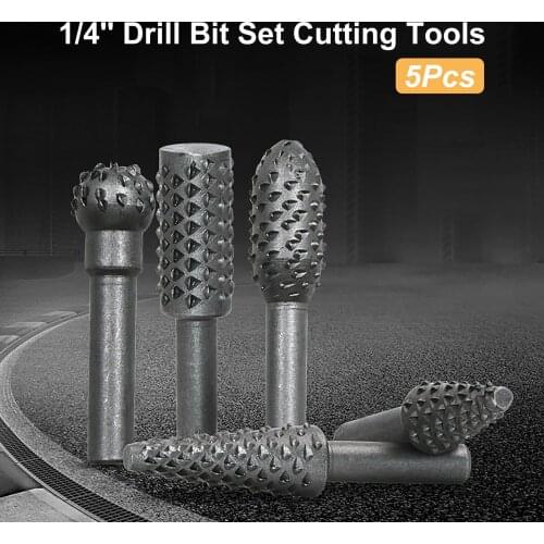 5Pcs/Set Steel Grinding Head Rotating Files Drill Bits Cutting Woodworking Carving Tools Electric Grinding Accessories