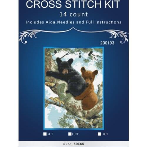 50*65CM Bears on tree ,Counted Cross Stitch 14CT Cross Stitch Sets Wholesale cartoon Cross-stitch Kits Embroidery Needlework