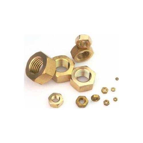 50Pcs Hex Nut Brass M1.6 M2 M2 M3 M4 M5 M6 M8 M10 DIN934