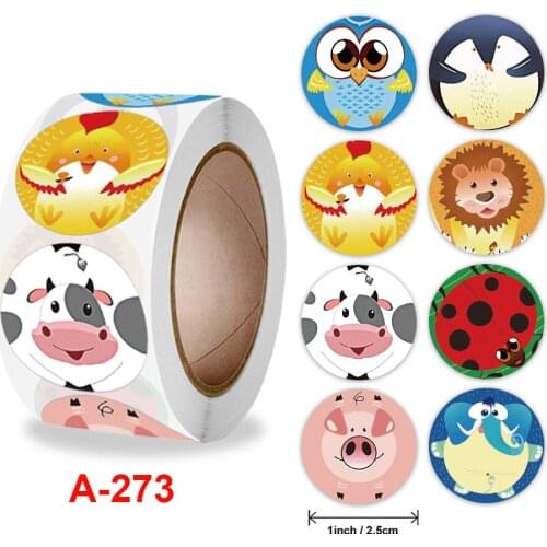 8 Different Cartoon Animals Stickers 500pcs/roll Reward Words Stickers for Teacher Encourage Student Kawaii Sticker for Kids Toy