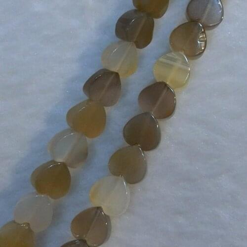 80pcs Hot Sale Love Heart Shape Gray Agates Breciated Black Natural Quartz Stones Crystal Loose Beads for Jewelry Making Free