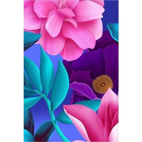 Flowers fantastic DIY Diamond Painting Fantasia floral Diamond Embroidery Cross Stitch pink floral Rhinestone Mosaic Painting