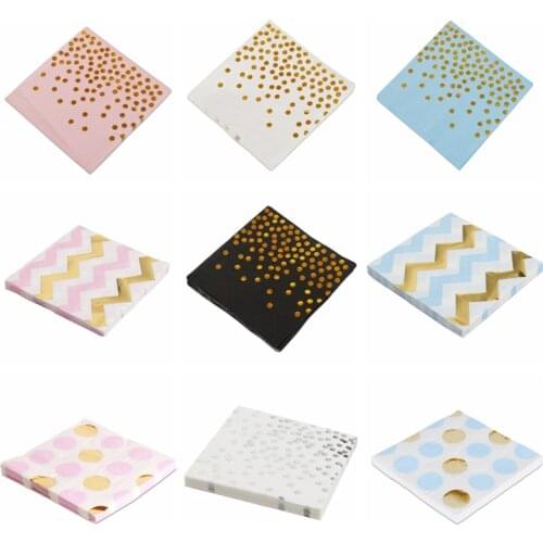 Pink Gold Dot Paper Napkin Party Virgin Wood Paper Napkin cup Plates For Wedding Baby Birthday Wedding Party Decoration Supplies