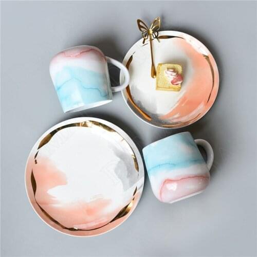 Caiyun Ceramics Plate Fruit Salad Plates Main Course Afternoon Tea Dessert Dish Restaurant Serving Tray Kitchen Tableware Suit