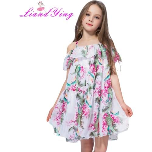 Bohemia Children Dress Girls Summer Floral Party Dresses Toddler Clothing Kids Girls Banana Leaf Dress For Baby