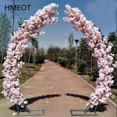 Road Lead Cherry Blossom Flower Gate Wedding Arch+Artificial Flower Outdoor Party Wedding Backdrop Display Flowers Stand Shelf