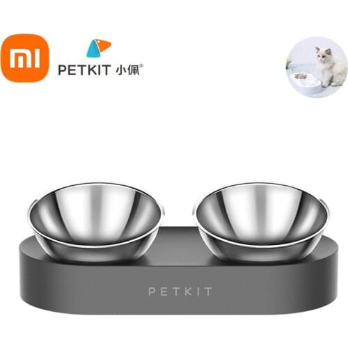 Xiaomi PETKIT Stainless Steel Double Bowls Nano Adjustable Pet Cat Dog Anti-Slip Food Water Bowl Feeder for Pets Feeding