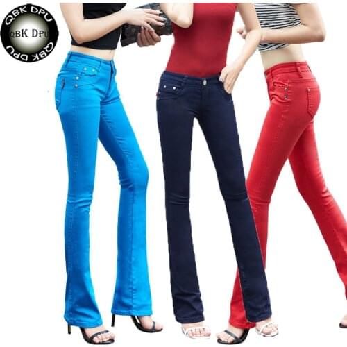 Moms plus size flare jeans woman street fashion Stretch vintage pants sexy low rise bell bottom jeans slim denim Trousers
