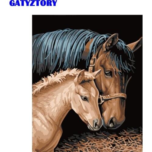 GATYZTORY Picture Frame DIY Painting By Numbers Horse Animals Kit Paint By Numbers Acrylic Paint On Canvas For Home Decoration