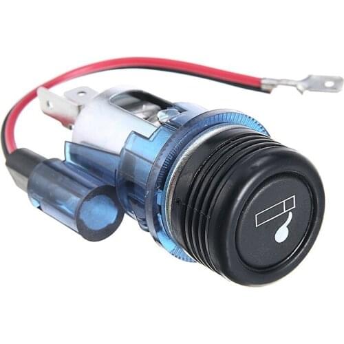 1pc 12V Plastic Blue Light Cigarette Lighter Socket Adapter For Car Motorcycle Scooter DIY Moulding Accessories