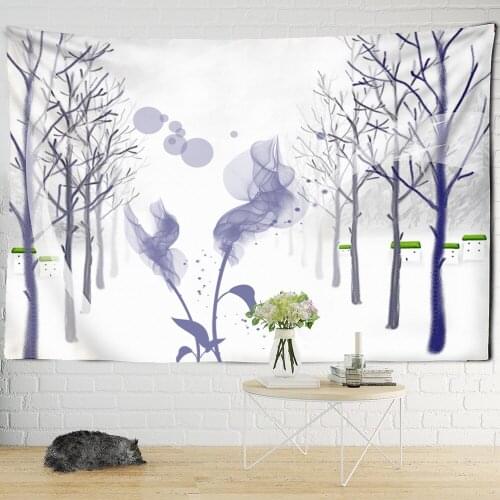 Snowfield Oil Painting Tapestry Wall Painting Trees Flowers Art Simple Lines Bohemian Mandala Bedroom Home Decor