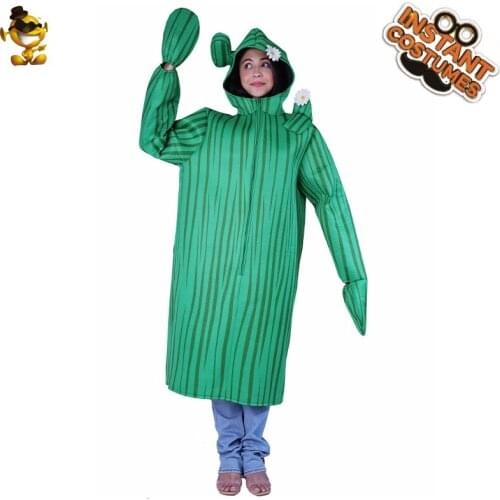 Adult Unisex Green Cactus Jumpsuit Halloween Cosplay Costumes Fancy Dress Up Carnival Party Clothes for Men and Women
