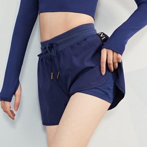 Willarde 2020 Alphabet Summer Activewear Womens Yoga Shorts Double Layers Quick Dry Running Training Shorts with Pockets